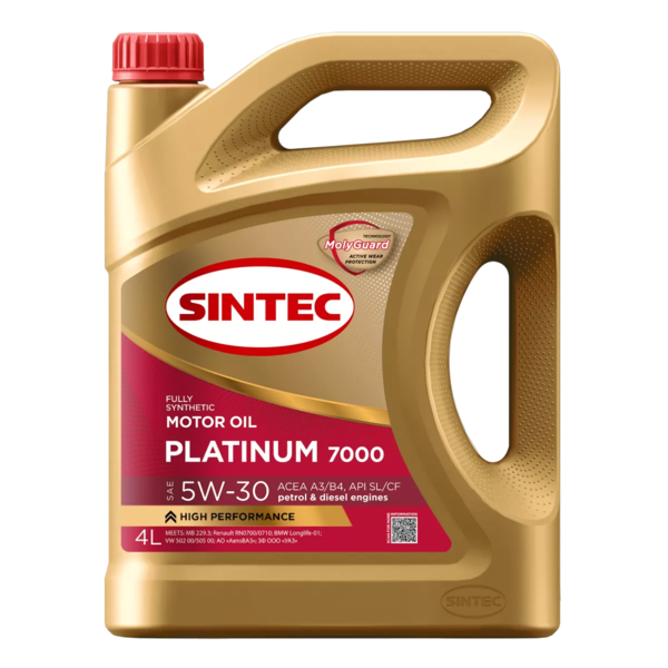 Моторное масло SINTEC PLATINUM 7000 5W-30 A3/B4 4л SL/CF