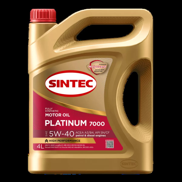 Моторное масло SINTEC PLATINUM 7000 5W-40 A3/B4 4л SN/CF